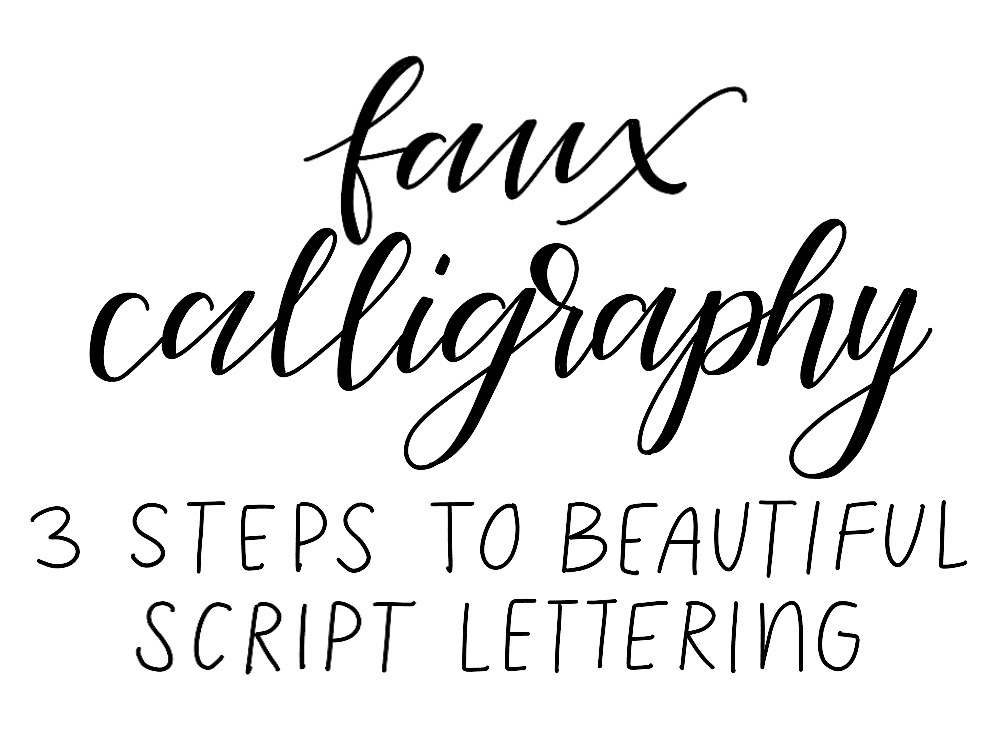Faux calligraphy is a great place to start to learn hand-lettering. You can learn how to do it in just 3 simple steps! FREE PRINTABLE INCLUDED