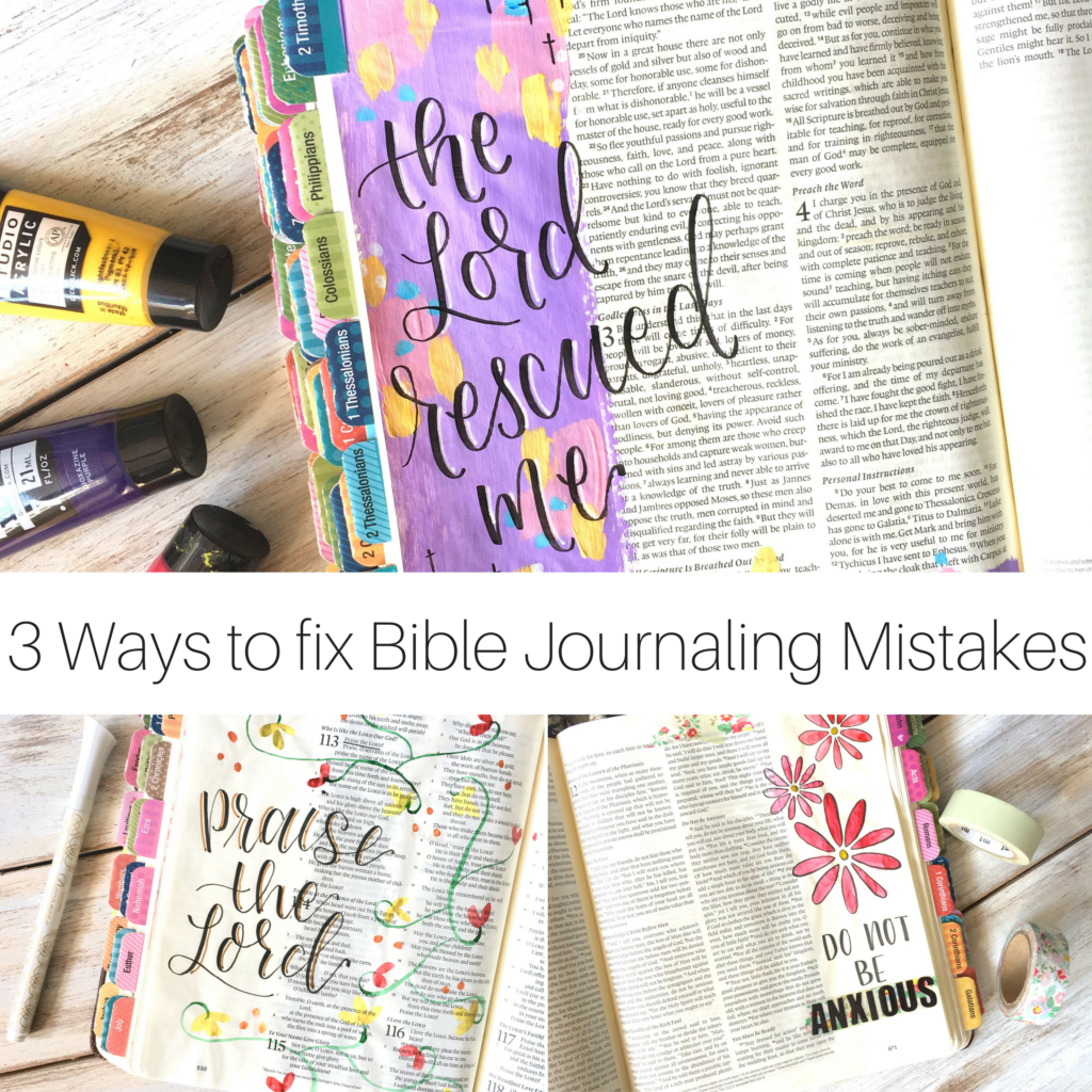 We all makes mistakes! when it comes to bible journaling we are no different! However, there are a few ways to fix the inevitable mistakes we will make in our journaling bible! Here are 3 great ways to fix common errors! 