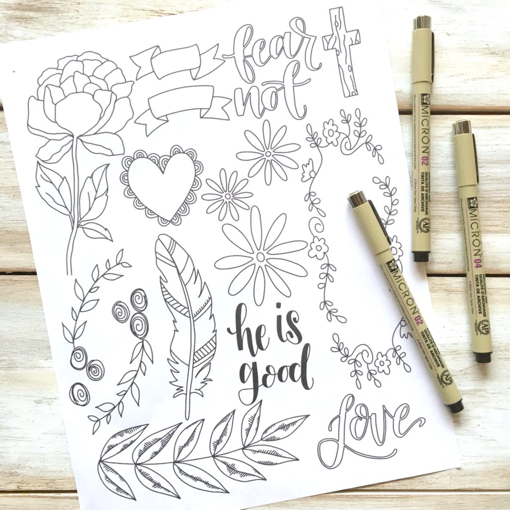 Get your free Bible Journaling Elements Printable! Anyone can do Bible journaling! Even if you are not an "artistic" person! Here are four ways that even the un-artistic can create a beautiful journaling bible page!