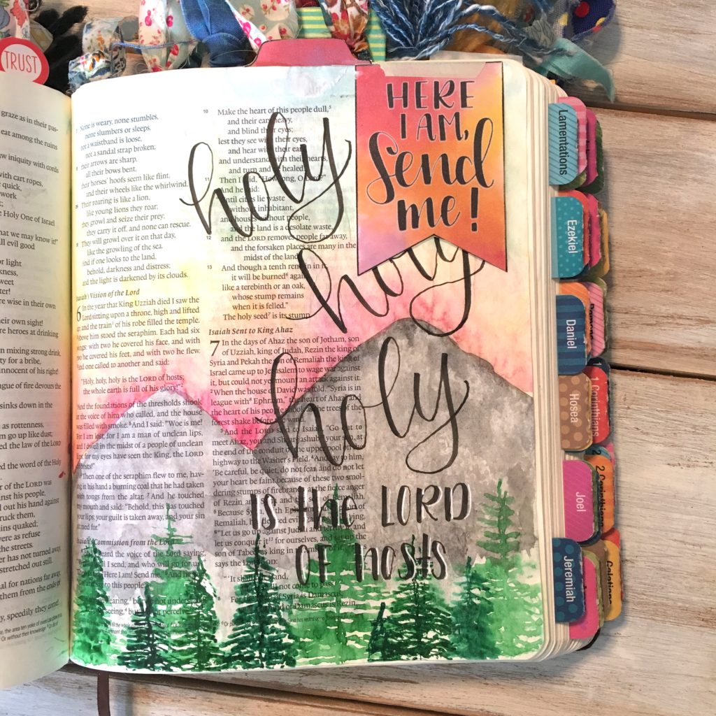 Tip-ins are an easy and quick way to add extra space and pieces of art into your bible journaling. This free printable is a great place to start. Just cut them out and adhere them with tape or glue! 