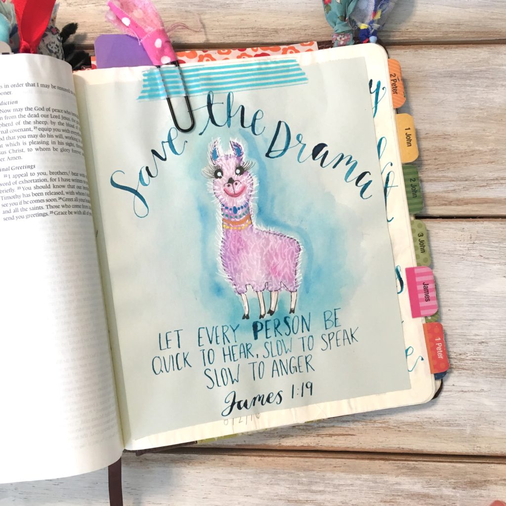 Tip-ins are an easy and quick way to add extra space and pieces of art into your bible journaling. This free printable is a great place to start. Just cut them out and adhere them with tape or glue! 