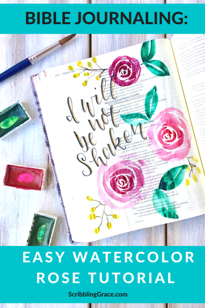 Learn how to make easy watercolor roses in your journaling Bible! -bible journaling- watercolor roses-