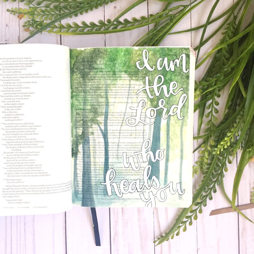 Easy watercolor forest bible journaling tutorial- with free printable!