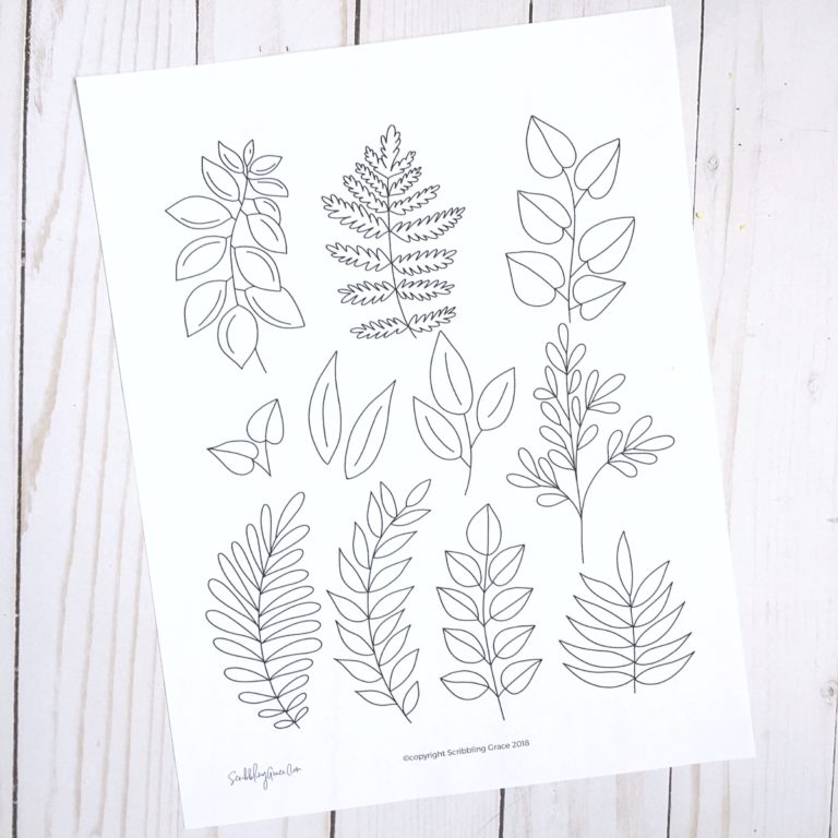 Watercolor Leaves Tutorial- Plus A Free Printable - Scribbling Grace
