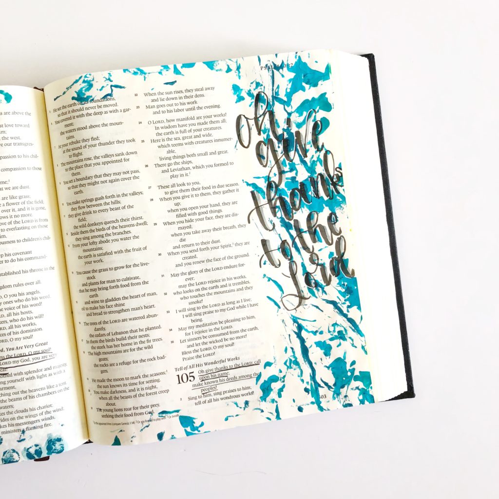 Bible journaling with household objects, plastic wrap