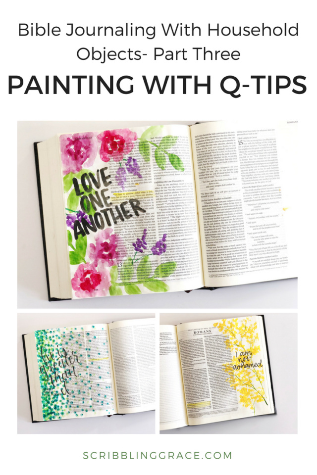 Q-tips are super easy to paint with and they are super fun to use in Bible Journaling! In this post, I'll show you how I created three different Bible journaling pages using Q-tips! 