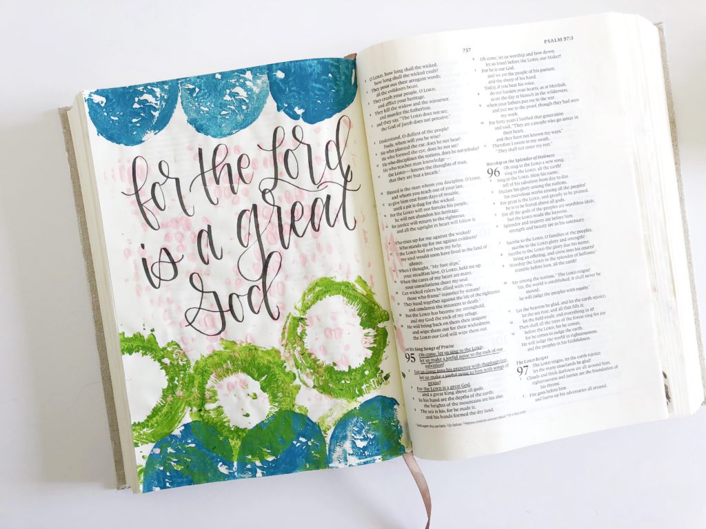 Bible journaling with unique household objects vegetables