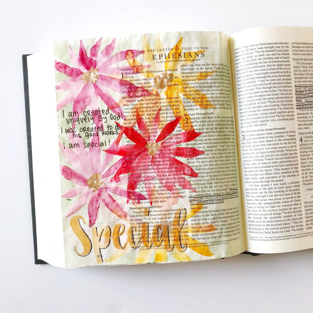 Bible journaling tutorial- easy watercolor flowers