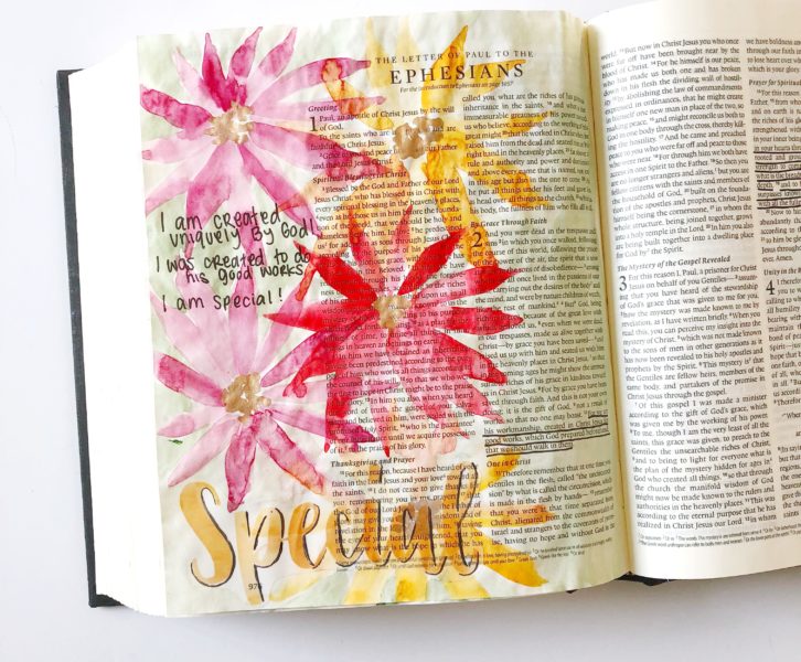Bible journaling tutorial- easy watercolor flowers