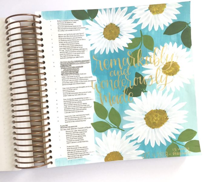 painting and easy acrylic daisy, bible journaling