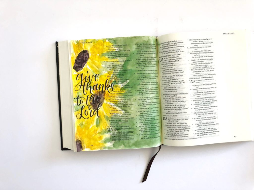 watercolor sunflowers bible journaling tutorial