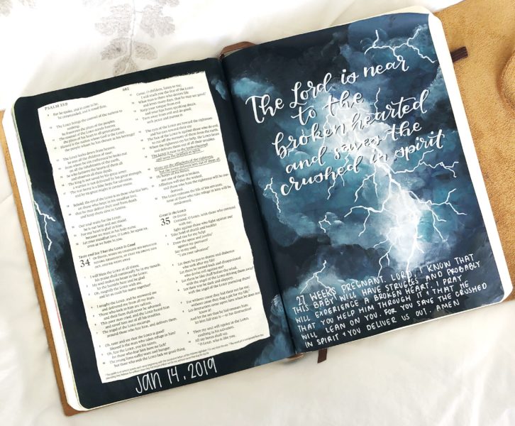 scribbling grace, acrylic lightning storm Bible journaling page