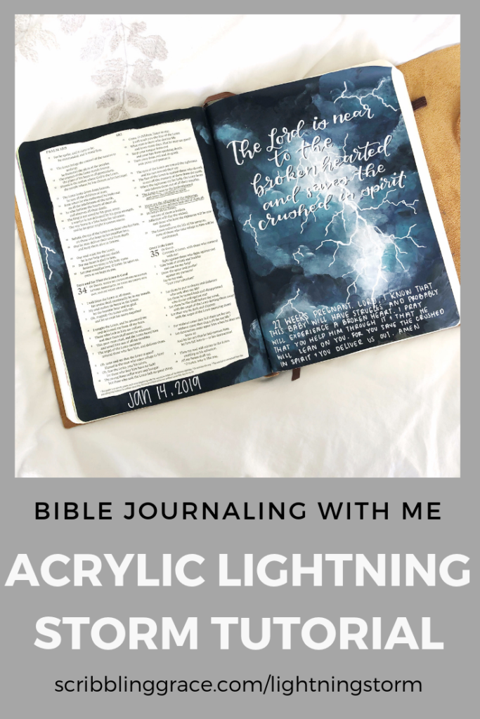 Scribbling Grace Bible Journaling- Acrylic Lightning Storm Tutorial
