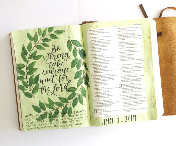 painted leave bible journaling