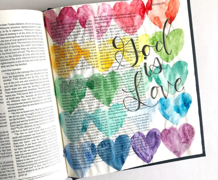 easy bible journaling tutorial. watercolor hearts