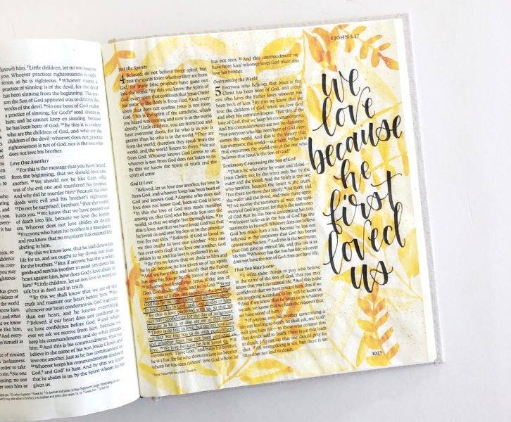 Scribbling Grace Bible Journaling Tutorial Monochrome Watercolor Leaves