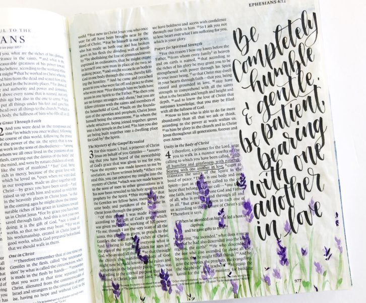 Scribbling Grace Bible Journaling Tutorial- Quick And Easy Watercolor Lavender