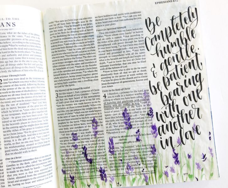 Scribbling Grace Bible Journaling Tutorial- Quick And Easy Watercolor Lavender