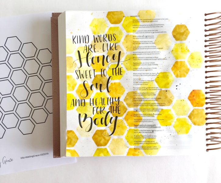 Scribbling Grace Bible Journaling Tutorial With Free Printable- Honeycomb- Proverbs 16:24