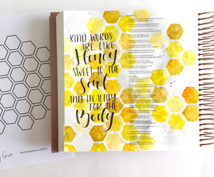 Scribbling Grace Bible Journaling Tutorial With Free Printable- Honeycomb- Proverbs 16:24