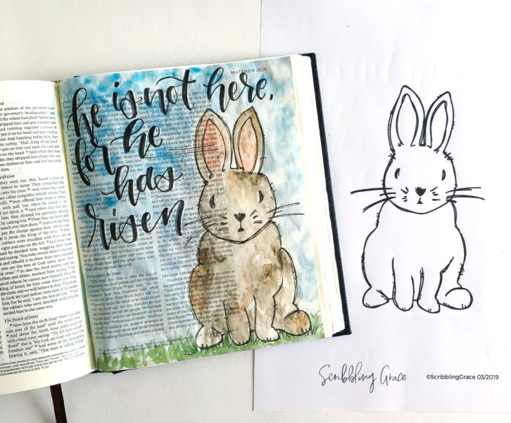 Scribbling Grace Easter Bunny Bible Journaling Tutorial