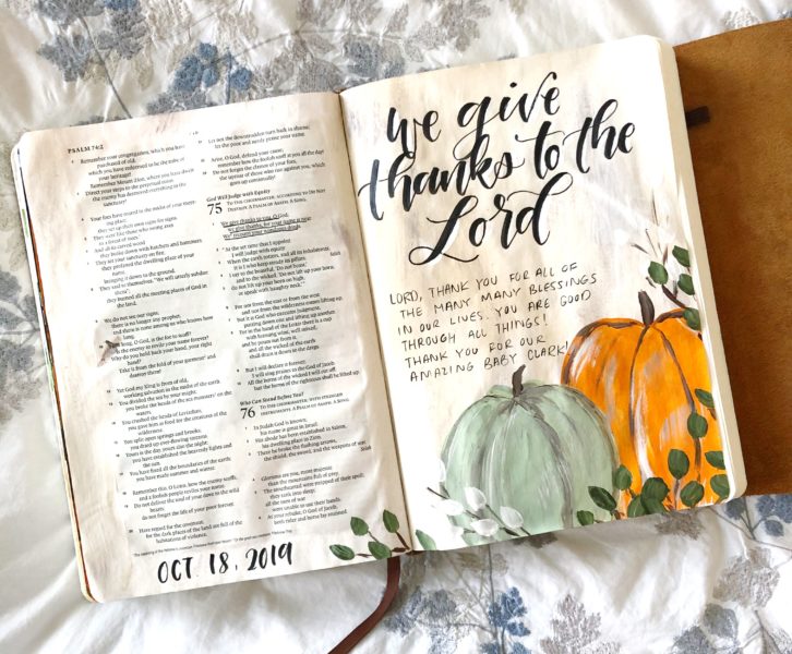 Bible Journaling With Scribbling Grace- Painted Fall Pumpkins