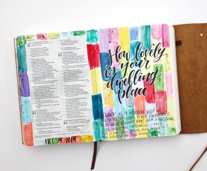 Scribbling Grace Bible Journaling Tutorials for Beginners. Watercolor bricks or stripes.