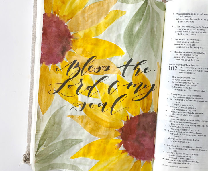 How To Paint A Sunflower With Watercolor- Bible Journaling Tutorial By Scribbling Grace