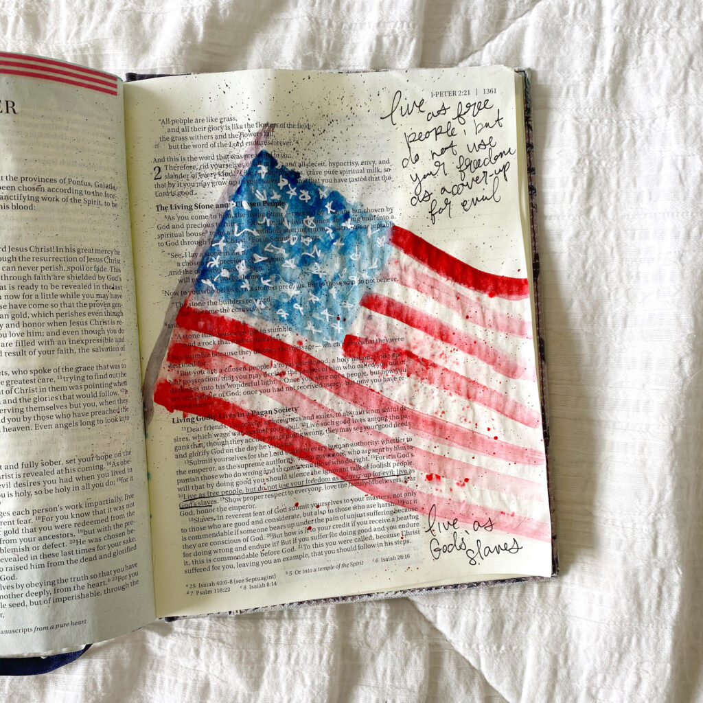 Bible Journaling Tutorial Watercolor American Flag By Scribbling Grace. Fourth Of July. 1 Peter 1:16