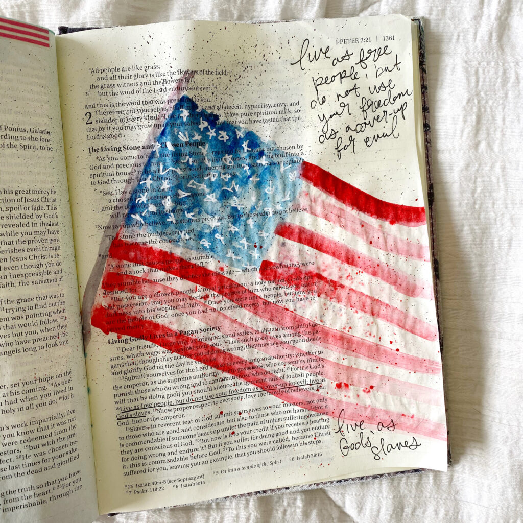 Bible Journaling Tutorial Watercolor American Flag By Scribbling Grace. Fourth Of July. 1 Peter 1:16