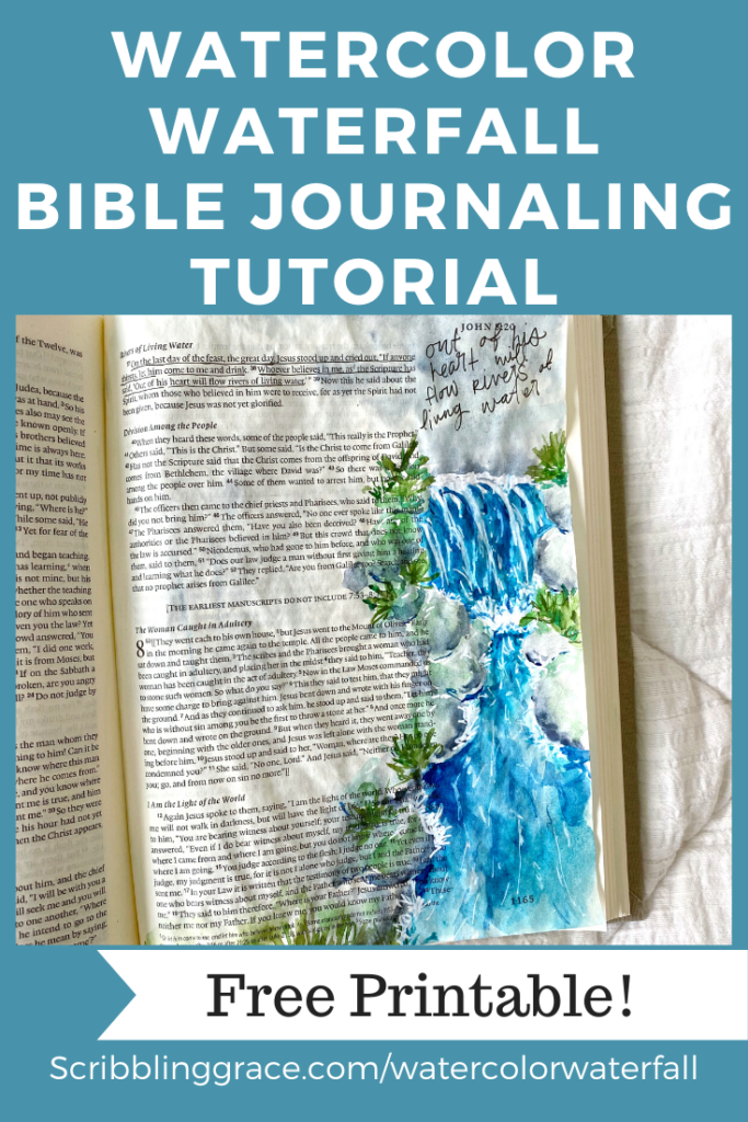 Watercolor Waterfall Bible Journaling Tutorial- Free Printable ...