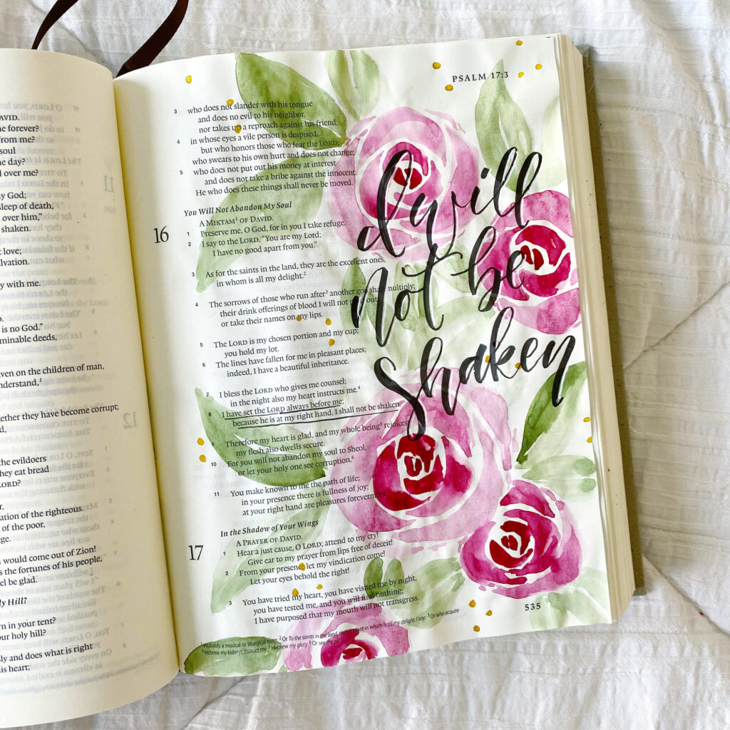 Easy Watercolor Rose Tutorial By Scribbling Grace- Bible Journaling- Psalm 16:8