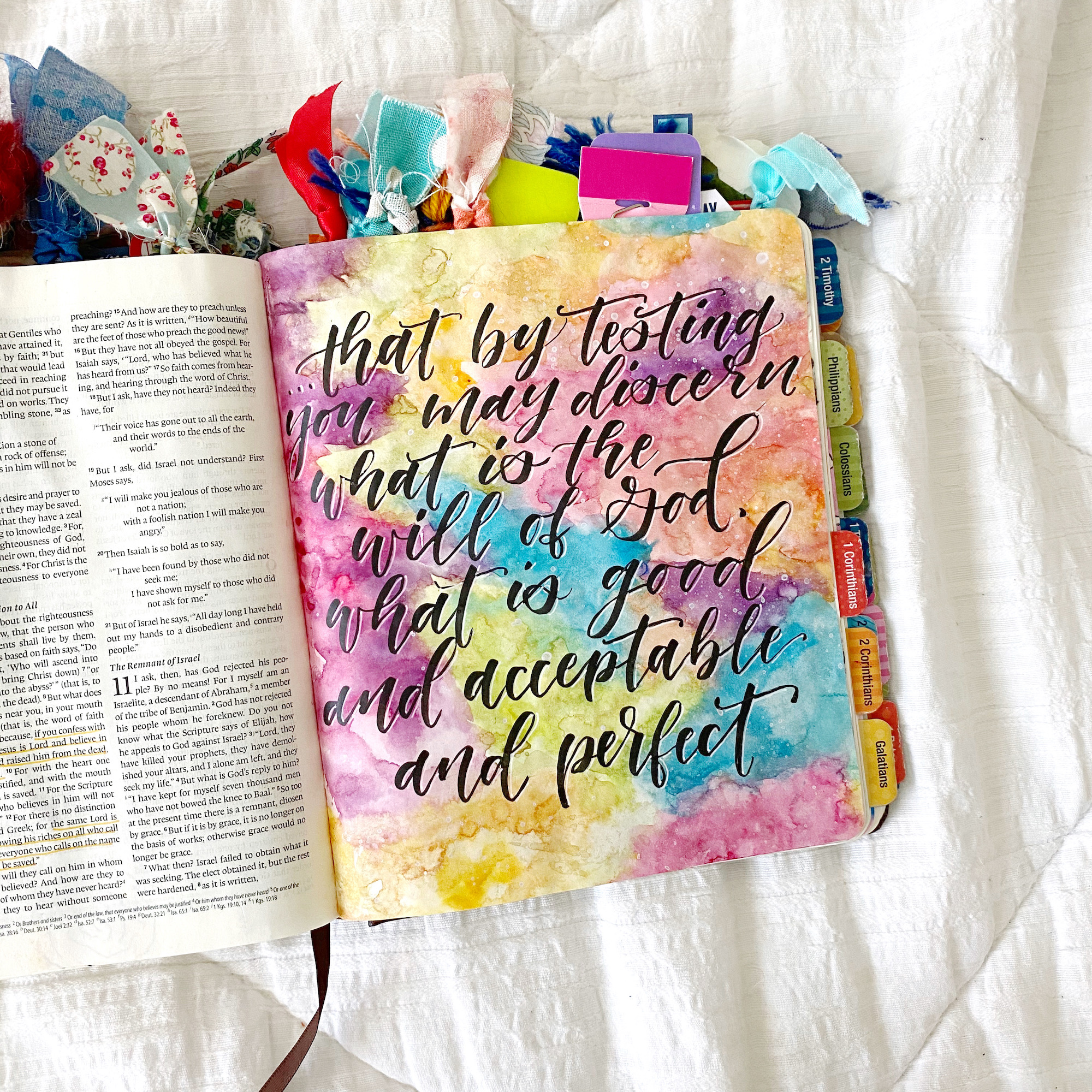 How to create a Bible journaling tip-in. Tomoe River paper and watercolors. Tutorial by Scribbling Grace