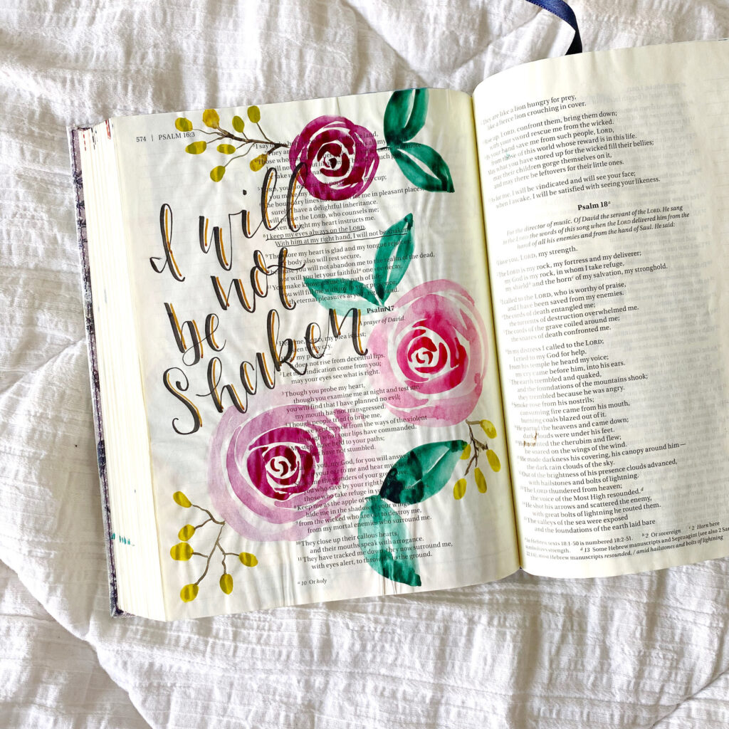 Easy Watercolor Rose Tutorial By Scribbling Grace- Bible Journaling- Psalm 16:8