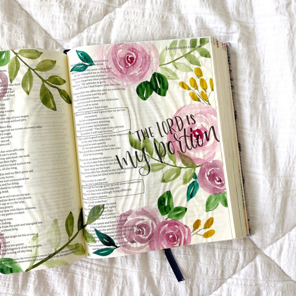 Easy Watercolor Rose Tutorial By Scribbling Grace- Bible Journaling- Psalm 16:8