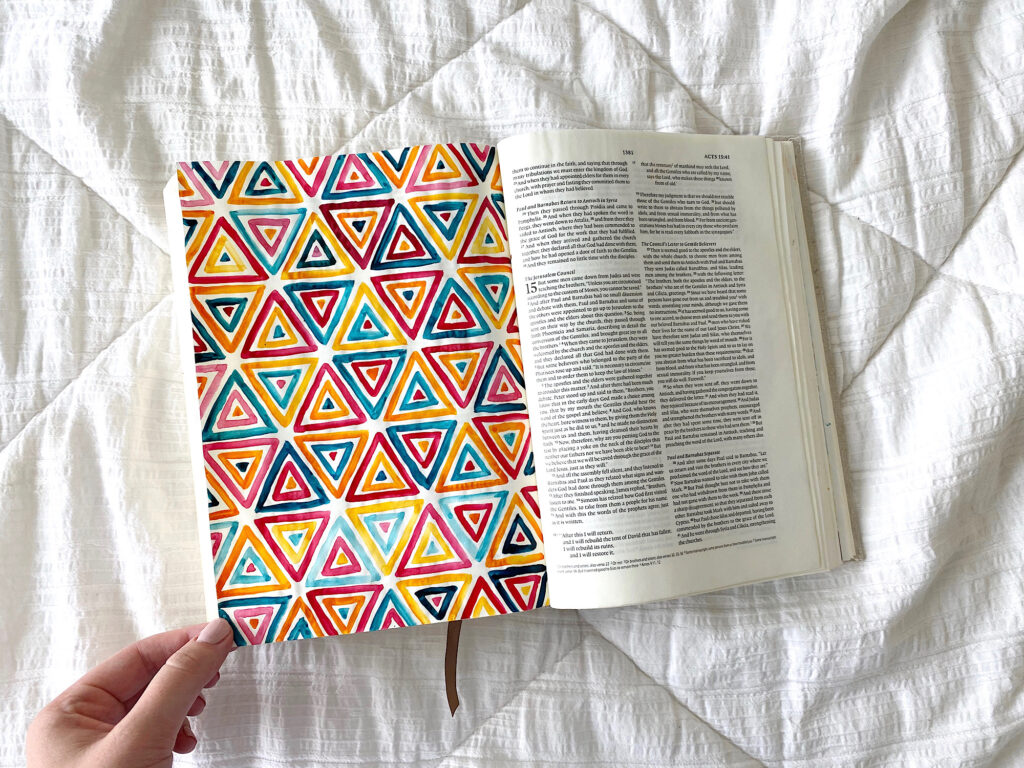Watercolor Triangle Color Pattern Bible Journaling- Free Printable! Acts 14:22