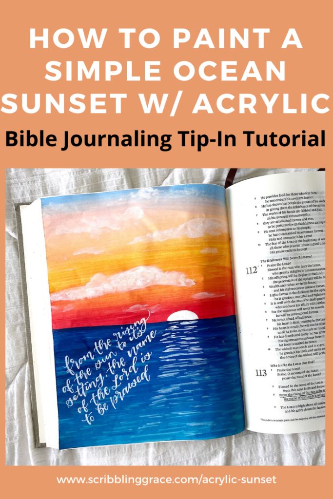 Simple Acrylic Ocean Sunset Tutorial- Bible Journaling Tip-In