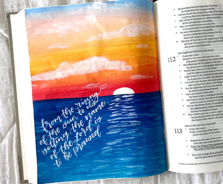Simple Acrylic Ocean Sunset Tutorial- Bible Journaling Tip-In
