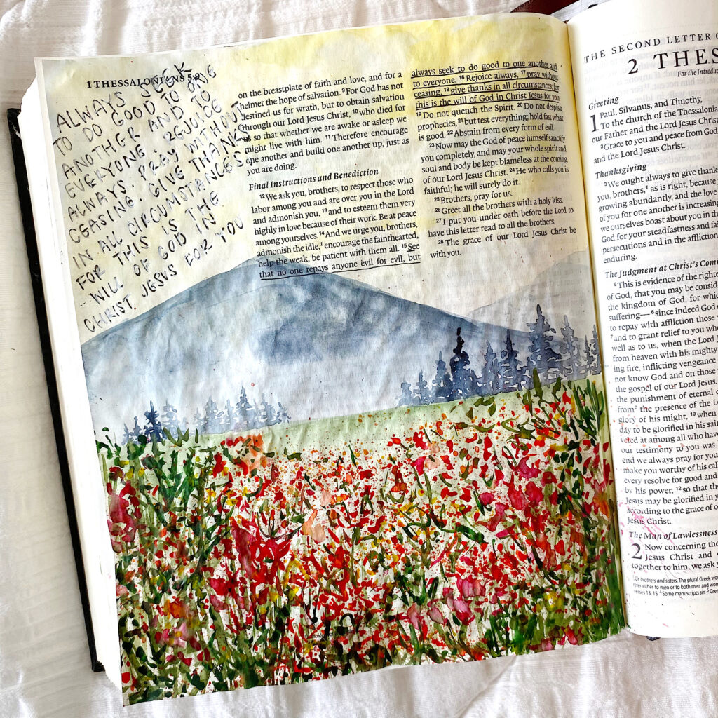 Wildflower Field Bible Journaling Painting Tutorial By Scribbling Grace