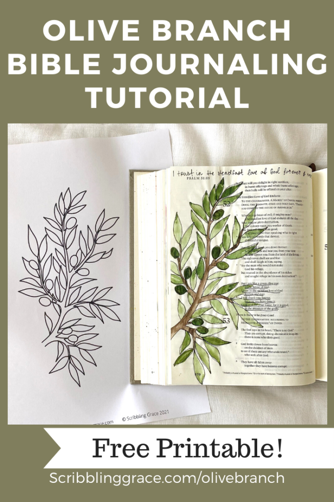 Scribbling Grace olive branch bible journaling tutorial with a free printable