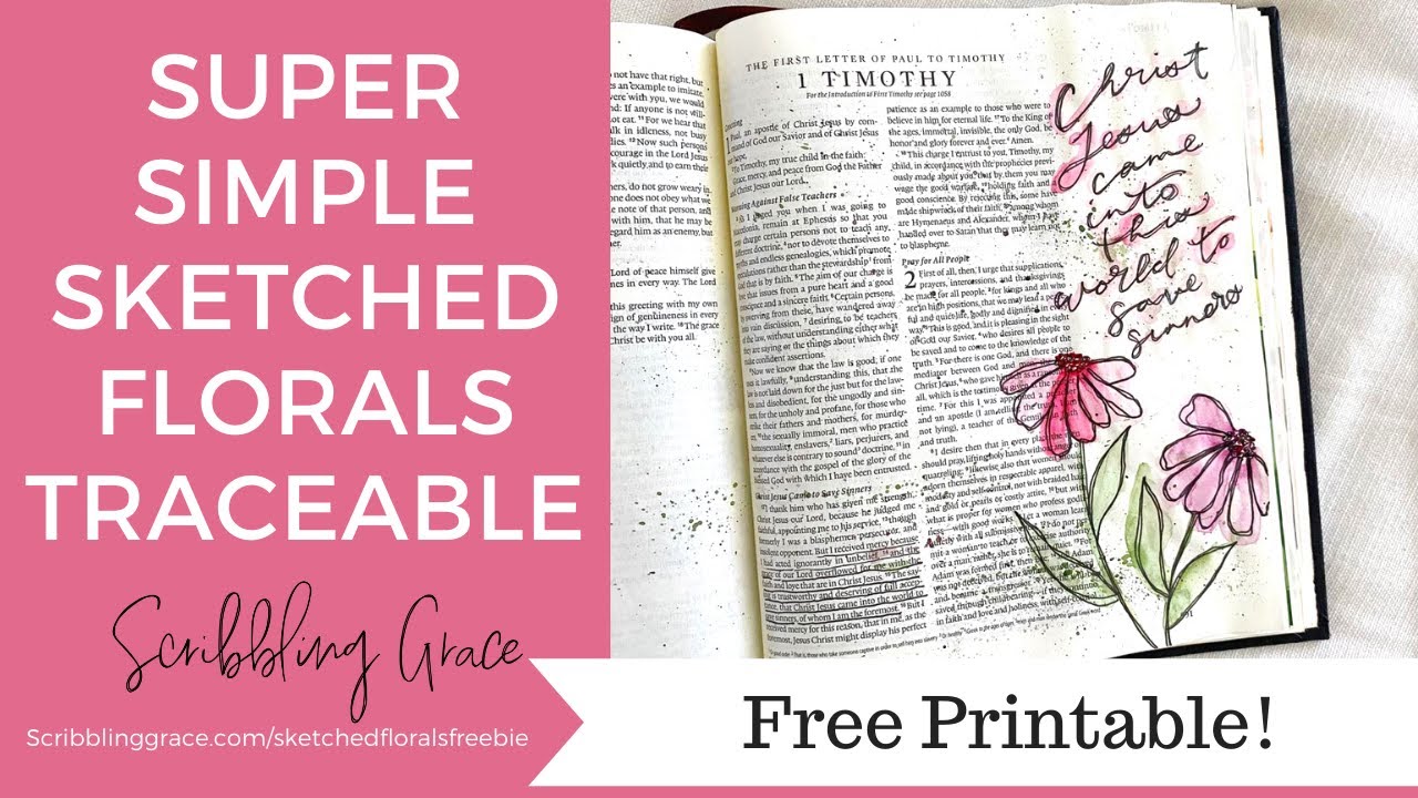 Sketched Florals Free Printable - Scribbling Grace